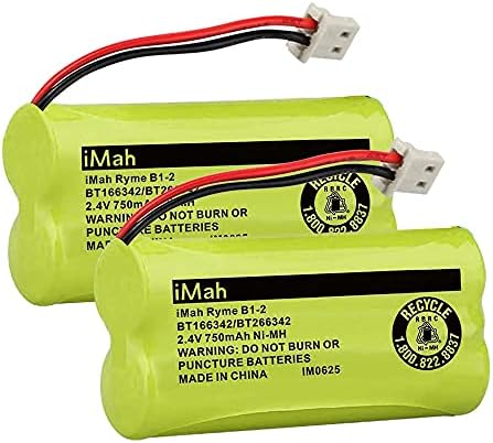 Imah Ryme B1-2 BT166342/BT266342 2.4V 750mAh Ni-MH Substituição de pacote de pacote para monitor de bebê VTech e telefone sem fio,