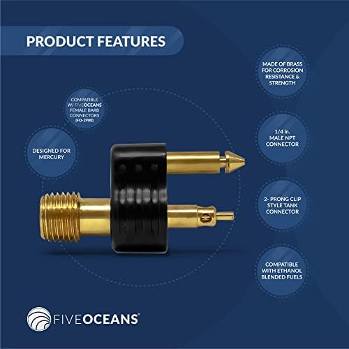 Cinco oceanos FO4409 Brass 1/4 polegadas NPT Conector de combustível masculino 2, para a conexão original do tanque de combustível