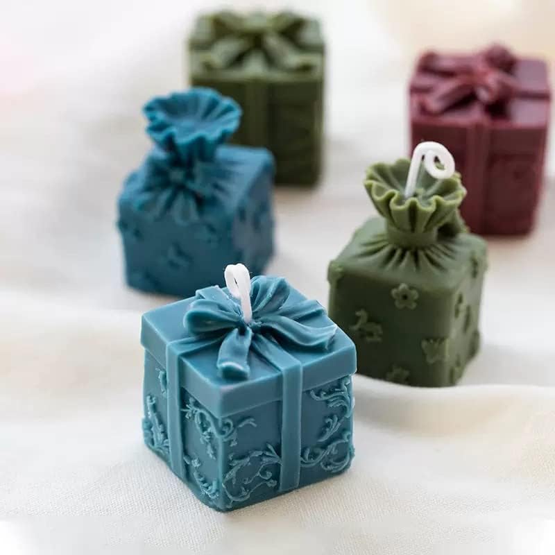 Caixa de presente de Natal DIY molde de silicone pequeno e perfumado gesso de gesso de gesso Bow Box Caixa de presente Fondant
