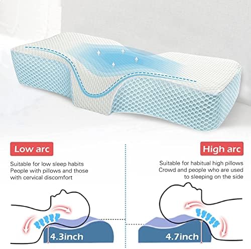 Almofado de espuma de memória, travesseiro cervical para dor no pescoço, travesseiros de contorno para dor no pescoço