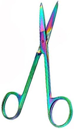 Laja Importa a cor de titânio de titânio Rainbow Iris Scissors 4,5 Aço inoxidável reto