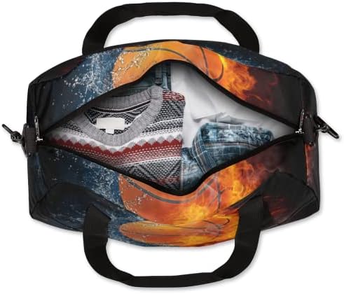 Abstract Water Fire Basketball Kids Duffle Bag para meninos meninas adolescentes, Basquete esportes de ginástica esportiva de ginástica