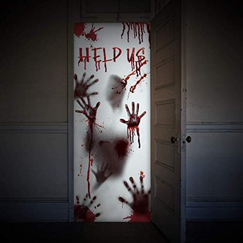 UNOMOR 80 × 35,5 Grande capa da porta da janela de Halloween para decorações de Halloween de casa mal -assombrada, adereços