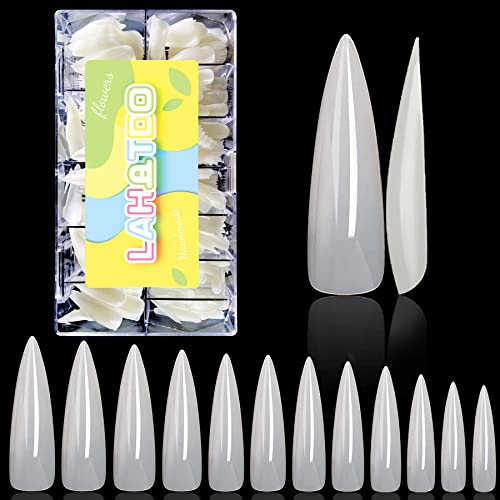 LAHATDO STILETTO DIPAS DE NEWS XXL LONGO STILETTO NEWS TAPE COMPLETA 480 PCS Dicas de unhas para acrílico Nails Profissional para salão