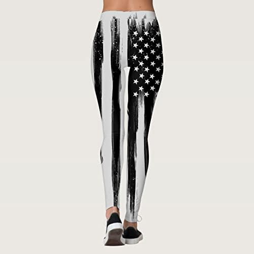 4 de julho Leggings for Women USA Flag de ioga de cintura alta que executa leggings Ultra Soft Stretchy Comfy Workout Gym calças