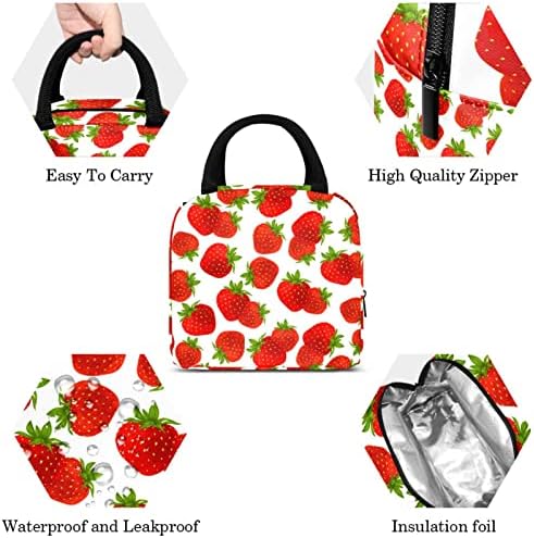 Frutas de morango vermelho Whit Background Paint Saco de lancheira Isolada lancheira Bolsa de piquenique ao ar livre Viagem