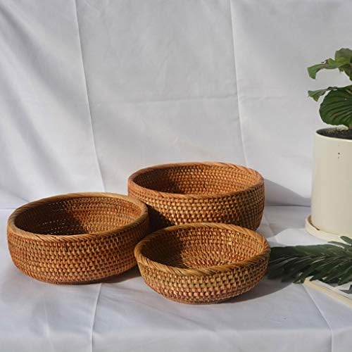 Iolmng 3pcs/ conjunto de videira de outono Tabunda de armazenamento redondo cesta de cesta de frutas Vidra