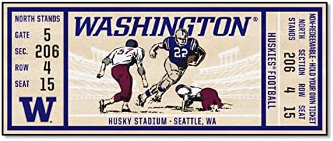 FanMats 23152 Washington Huskies Design de ticket Rapet - 30in. x 72in. | Tapete de área de fãs de esportes, tapete de decoração