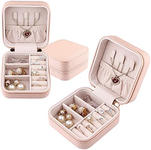 Cenbee Pequena caixa de jóias portáteis Organizador Exibição da caixa de armazenamento portátil Bag de armazenamento para anéis