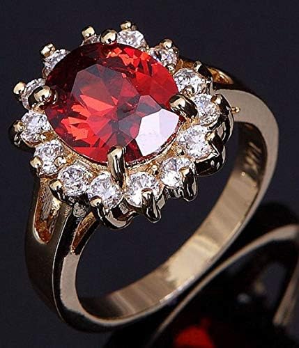 T-Jewelry Garnet Round Cut Tamanho 6,7,8,9,10 Mulheres 18K Anéis de noiva cheios de ouro