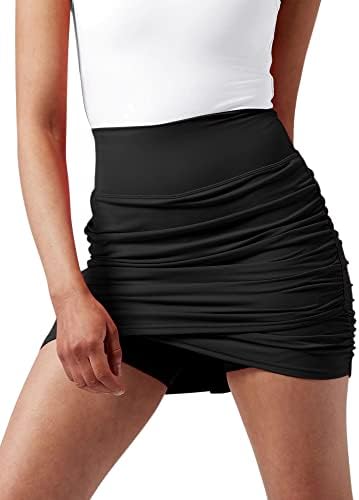 Saias de tênis feminina de esobo shorts internos elásticos elásticos de cintura alta esportes esportivos de skort esportes com