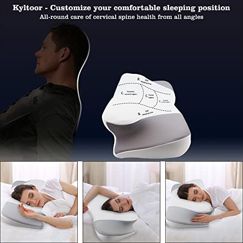 Travesseiro cervical de Klytoor para dor no pescoço, travesseiro de dormir lateral com projeto oco, travesseiro de