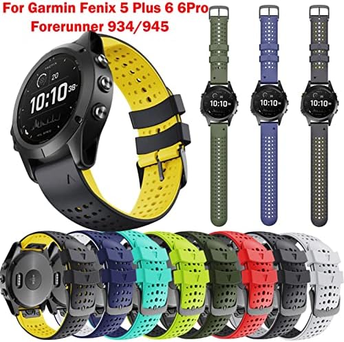 Hazels Sport Silicone Watch Band Wrist Screp para Garmin Fenix ​​7 6 6 Pro Fenix ​​5 Forerunner 935 945 EasyFit Redução rápida 22mm