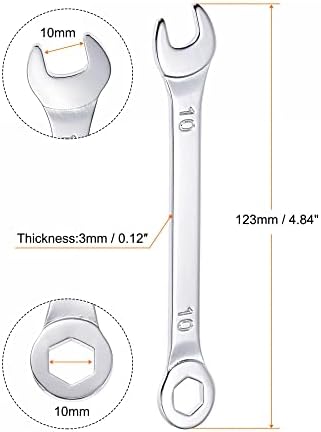 Chave de combinação fina uxcell com extremidade de 6 pontos e extremidade aberta angular, métrica de alto carbono banhado com