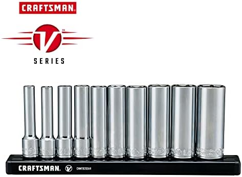 Conjunto de soquete da série V Craftsman, Deep SAE, unidade de 1/4 de polegada, 10 peças