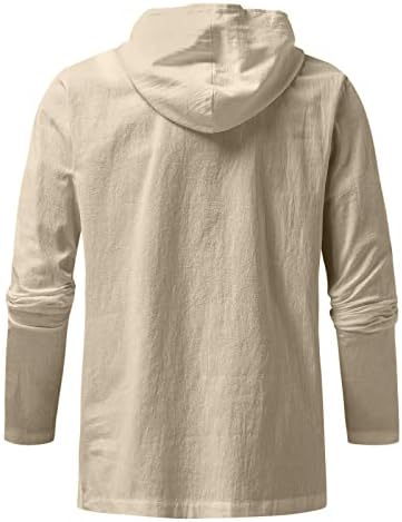 Escritório verão de manga longa blusas masculinas tops da moda com capuz de linho de linho com conforto de bolso de camisa