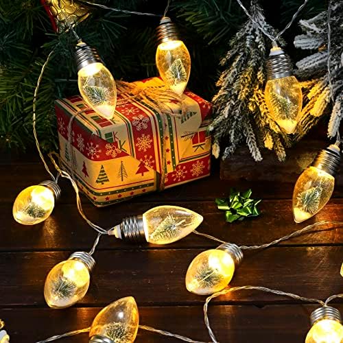 2 pcs de Natal Luzes de cordas do globo de neve 7.55 pés 10 LED lâmpadas lâmpadas transparentes de árvore de Natal luz