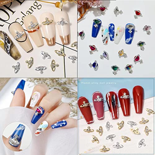 Charmos de unhas Planeta 60 PCs 3D UNID ARTM FEITOS COM SATHON SHAPE, PLANET PLATET Planeta Nail Art Rhinestones Shiny Nai Gems