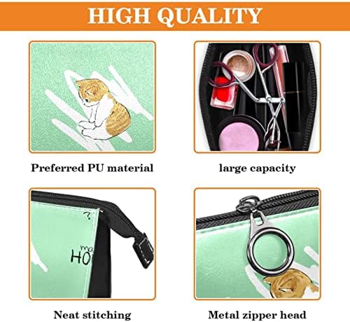 Bolsa de maquiagem tbouobt bolsa de bolsa cosmética bolsa bolsa com zíper, desenho animado de animais de gato