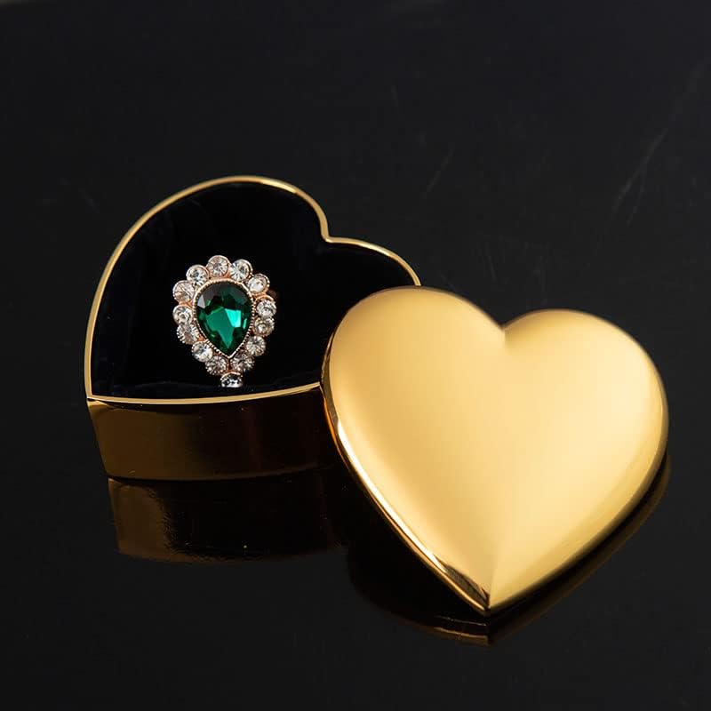HSIWTO Pequeno clássico clássico vintage Shape de jóias de metal jóias anel de bugigina de armazenamento de buginket Case de natal,