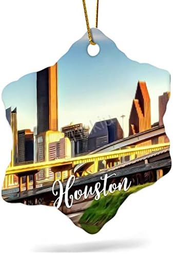 Skyline de 3 polegadas de Houston Quote Ornamentshexagonchristmas Ornamentos para crianças meninos meninas pendurando ornamentos para