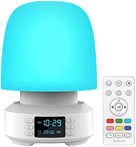 Alto -falante Bluetooth Light Night, luminador de mesa de 7 cor com despertador, abajão de mesa de cabeceira de cabeceira