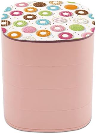 Caixa de jóias Nahan Donuts coloridos Caixa de jóias portáteis Caixa de jóias Abs Caixa de armazenamento de jóias rosa para