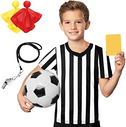 AMOY 4PCS Arrente de camisa de camisa infantil Basquete de futebol Official Jersey Black White Stripe Pro Ref Uniformes