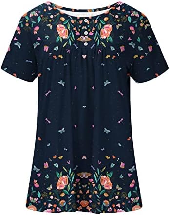 CAMISETA ESTAMPADO FLORES PARA MUJER CAMISETA MANGA CORTA BLUSAS CAMISETA DE CUELLO REDONDO CAMISAS PLISADAS SUELAS