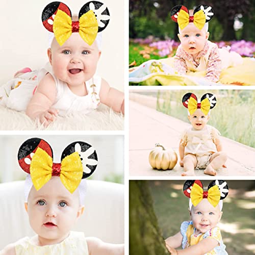 Kiszu Sparkle Mouse Orends Baby Girl Menina da cabeça com arco White Waffle Turbano Cabeça de Turbano Para Newbron Infant Toddler