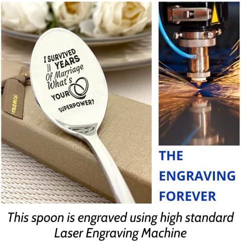 Sobreviveu a 10 anos de casamento 10º aniversário do casamento desde 2012 2012 8 polegadas Gravado Spoon | Pacote de 3 gelo de café