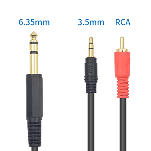 DUTTEK 1/4 para RCA e 1/8 Cabo de divisor de fone de ouvido, 1/4 polegada de 6,35 mm masculino a 1/8 polegada de 3,5 mm