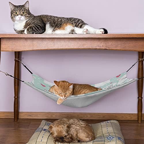 Hammock de animais de estimação Cama de dormir de gato fofo com tiras ajustáveis ​​e ganchos de metal 16,9 x13