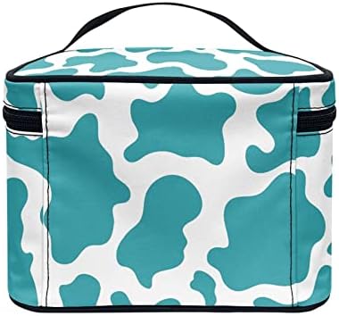 Bolsa de maquiagem de bolsa de cosméticos com estampa azul de vaca azul, bolsa de ombro de armazenamento de viagem Bolsa