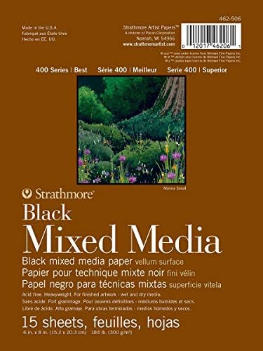 Strathmore 400 Media Media Paper, Black, Dobrover Pad, 6x8 polegadas, 15 folhas - Papel de artista para adultos e estudantes