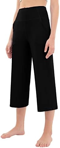 Rosemmetti Womens Capris Yoga Botcut Plus Tamanho da cintura Alta Cultura Athletic Workout Calças com bolsos