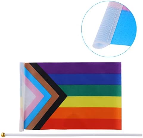 Hananona 50 PCs Small Progress Pride Bandas Rainbow Mini LGBT Gay Hold Hold Stick Stick Decorations Supplies for Mardi Gras Parades,