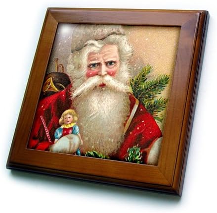 3drose vintage Papai Noel com ladrilhos emoldurados de boneca, multi