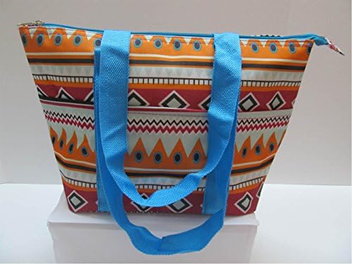 Lunch saco de boa bolsa isolada portátil Carregar bolsa de almoço de armazenamento - Aztec rosa -azul