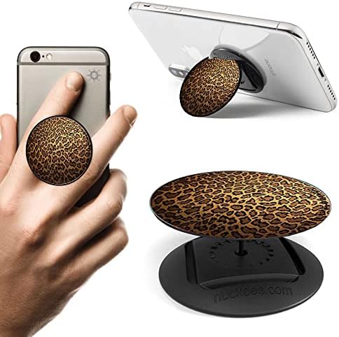 Stand para celular do telefone da pele de leopardo encaixa o iPhone Samsung Galaxy e mais