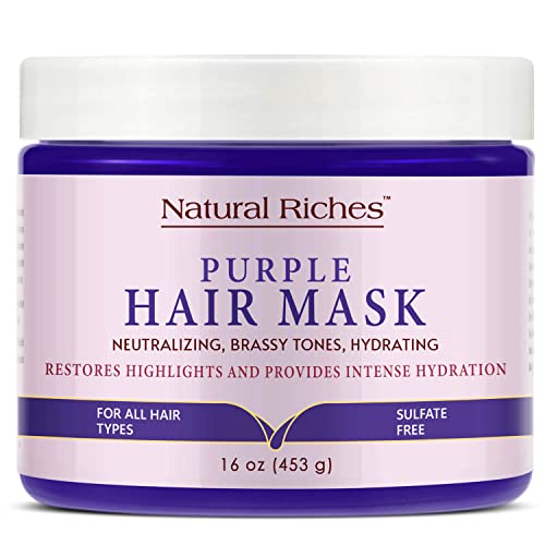 Riquezas naturais máscara de cabelo roxo - toner de cabelo loiro para cabelos branqueados - toner loiro para cabelos atarracados