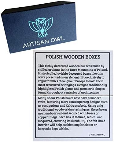 Owl Polish Artisan Made the Magic Dragon 6 Linden Wooden Box com cores vivas