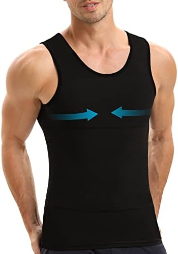 LGTFY Mens Gynecomastia Camisetas de compressão, tampa do tanque de modelador de corpo em declínio, Controle de barriga Subshirts - Mudança em segundos
