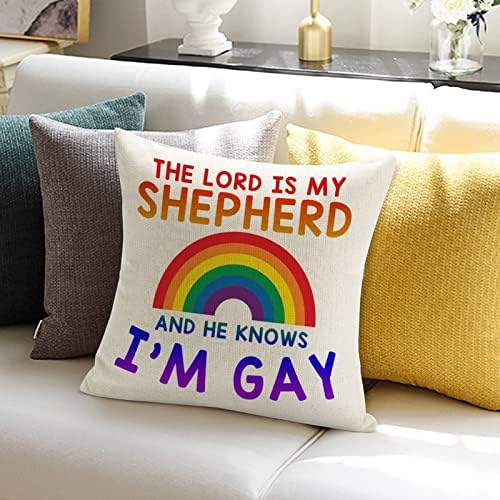 O Senhor é meu pastor e ele sabe que eu sou gay capa de travesseiro romântico travesseiro de travesseiro Rainbow Pride