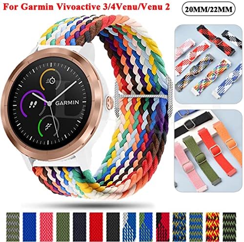 Kossma Smart Watch Band para Garmin Vivoactive 3/4 Venu 2/Forerunner 645 245 158 745 Strapada Braid Vivomove HR 20 22mm Acessórios