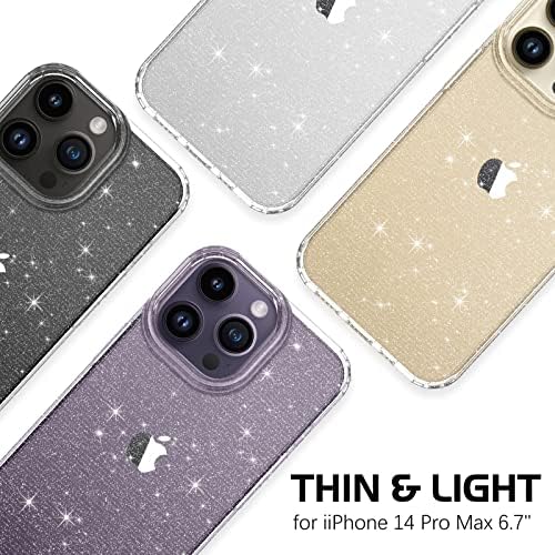 Domaver iPhone 14 Pro Max Clear Glitter Sparkle Gel macio anti-deslizamento