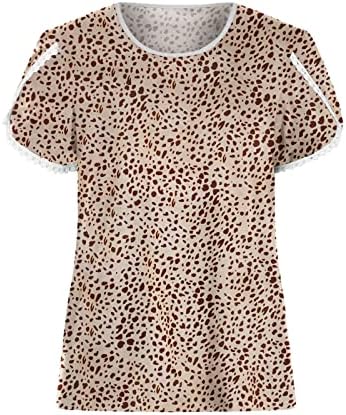 Ladies Lounge Shirts Manga curta Tops Tshirts Crewneck Graphic Fit Fit Polka Dot Camisas de outono de verão E2