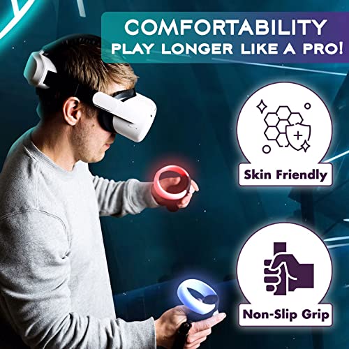 Grips do controlador VirtualBuff para Meta Oculus Quest 2 - alça estendida e fácil substituição da bateria, acessórios de