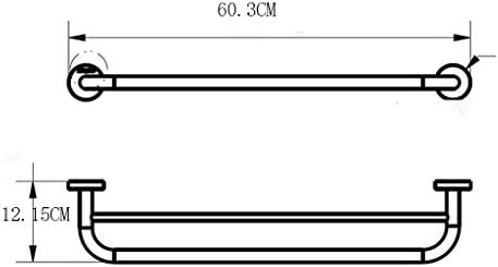 Rack de toalha Lymjj - Rack de toalha dupla de aço inoxidável, toalha, prateleira do banheiro, prata, tamanho 60.3x12.15