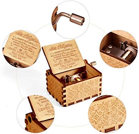 You Are My Sunshine Music Box Presente para Filha da Mom Vintage Wooden Graved Inspirational Quotes Hand Crank for Birthday Musical